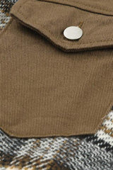Plaid Collared Denim Jacket - Trendsi - Flyclothing LLC