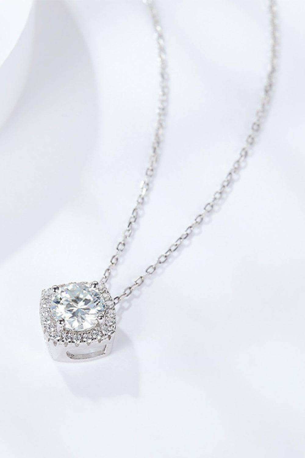 1 Carat Moissanite Geometric Pendant Necklace - Trendsi - Flyclothing LLC