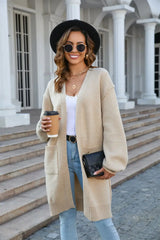 Open Front Dropped Shoulder Cardigan with Pocket - Trendsi - Flyclothing LLC