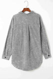 Washed Button Down Dropped Shoulder Jacket - Trendsi - Flyclothing LLC