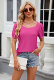 Eyelet Short Sleeve T-Shirt - Trendsi