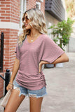 Flutter Sleeve Eyelet Gathered Detail Top - Trendsi - Flyclothing LLC