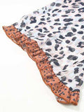 Plus Size Leopard Ruffle Trim Long Sleeve Blouse - Trendsi - Flyclothing LLC