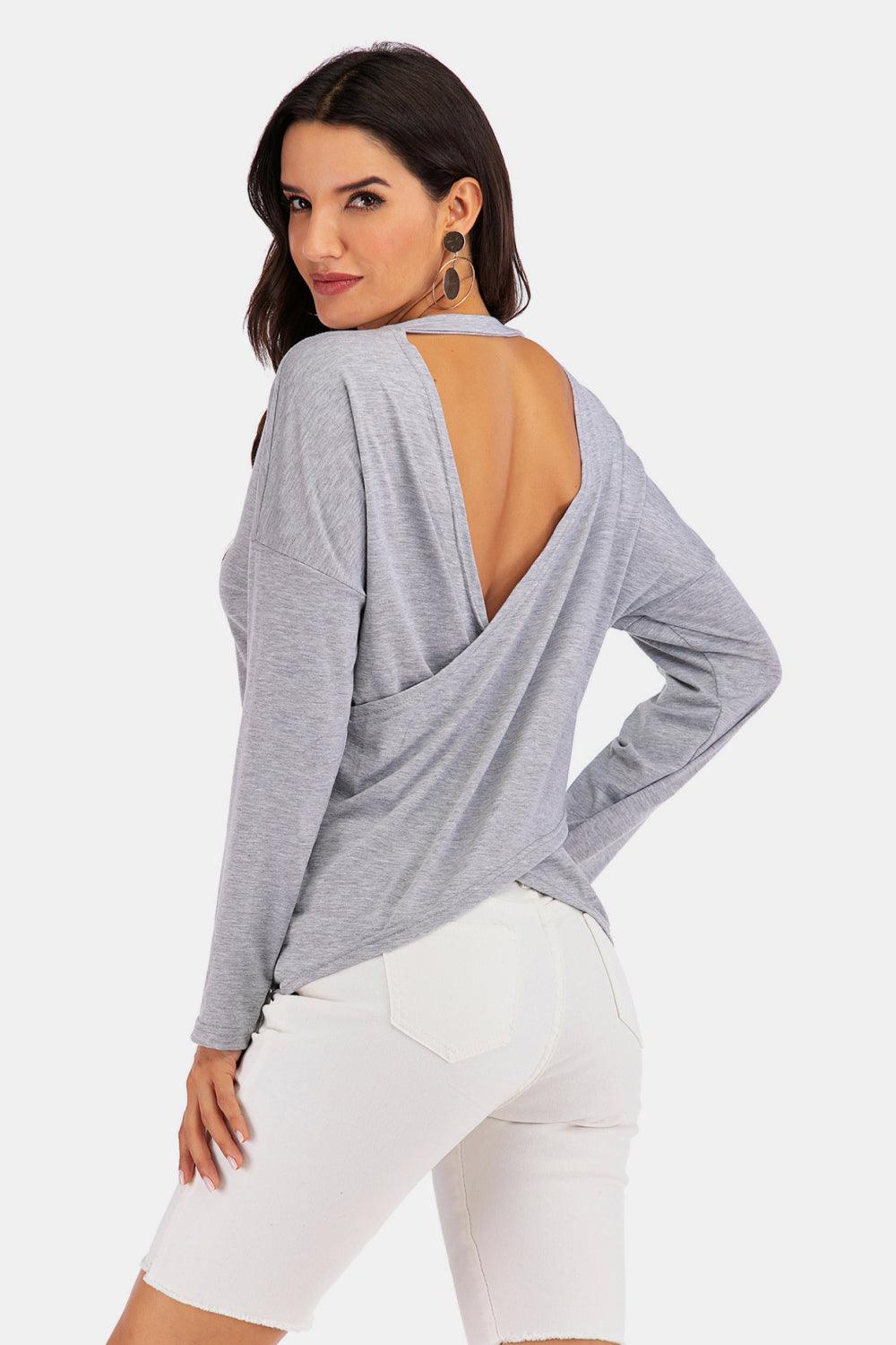 Cold-Shoulder Asymmetrical Neck Sweatshirt - Flyclothing LLC
