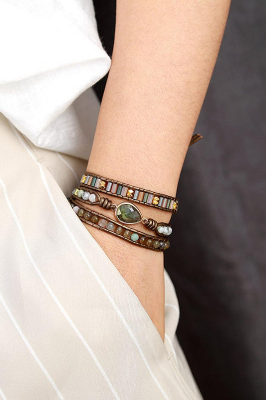 Handmade Triple Layer Beaded Bracelet - Trendsi