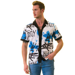 Gravity Homme Men's Weekend Shirt | Graffiti Blue - Gravity Homme