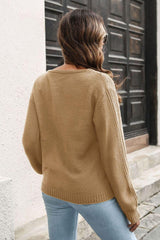 Ribbed Scoop Neck Long Sleeve Pullover Sweater - Trendsi