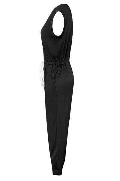 Drawstring Round Neck Sleeveless Jumpsuit - Trendsi - Flyclothing LLC