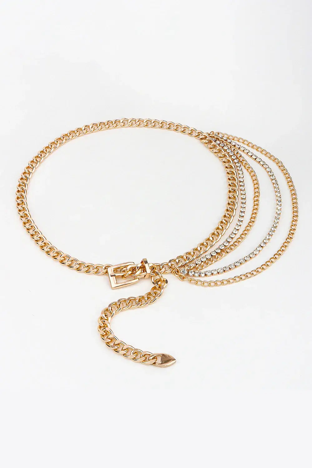 Rhinestone Decor Metal Chain Belt - Trendsi - Flyclothing LLC
