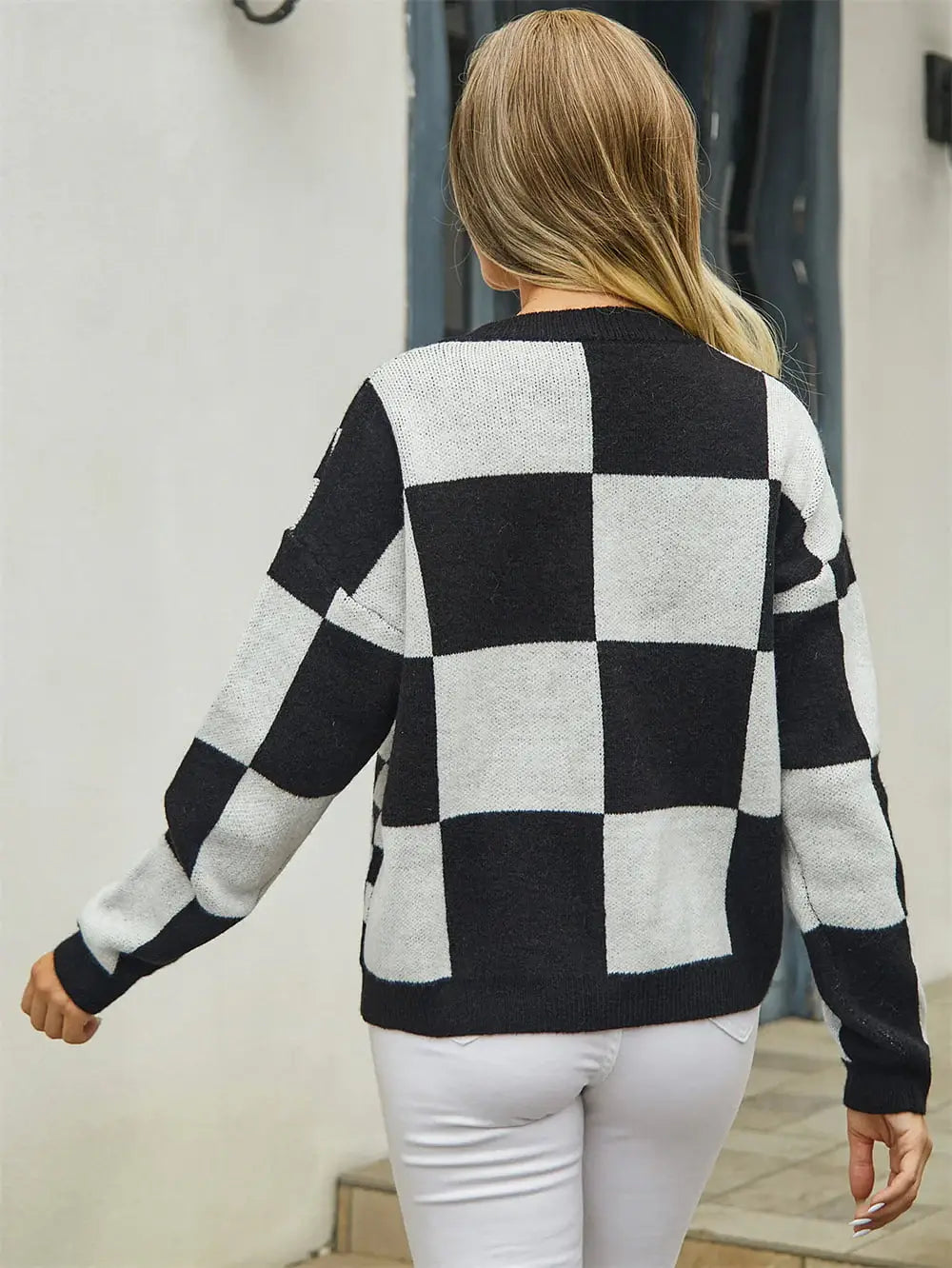 Plaid V-Neck Dropped Shoulder Cardigan - Trendsi - Flyclothing LLC