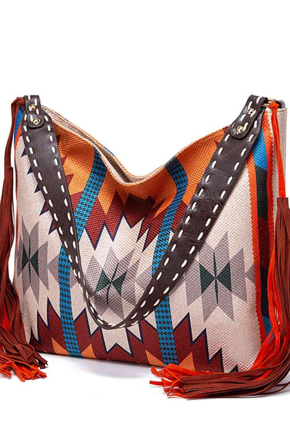 Geometric Canvas Tote Bag - Trendsi