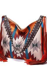 Geometric Canvas Tote Bag - Trendsi