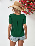 Cutout Round Neck Petal Sleeve Blouse - Trendsi