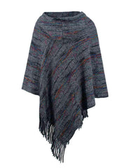 Fringe Hem Hooded Poncho - Trendsi