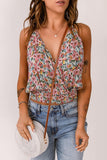 Floral Surplice Neck Top - Trendsi