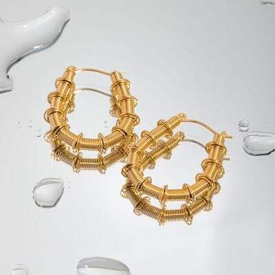 Gold-Plated Stainless Steel Hoop Earrings - Trendsi - Flyclothing LLC