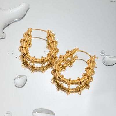 Gold-Plated Stainless Steel Hoop Earrings - Trendsi - Flyclothing LLC