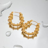 Gold-Plated Stainless Steel Hoop Earrings - Trendsi