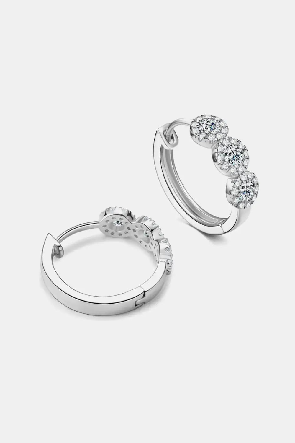 Moissanite 925 Sterling Silver Huggie Earrings - Trendsi - Flyclothing LLC