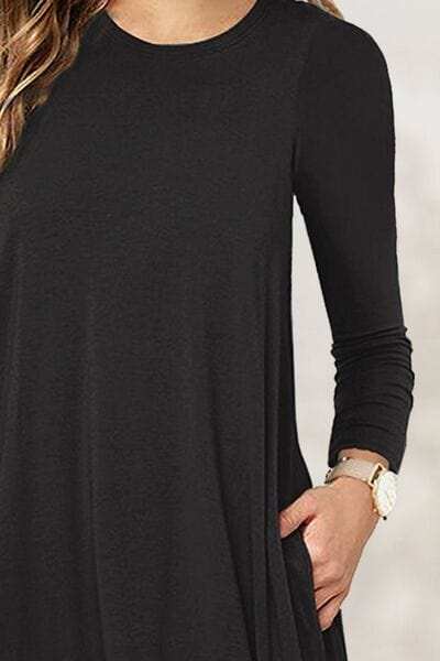 Round Neck Long Sleeve Mini Dress - Trendsi - Flyclothing LLC