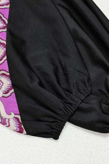 Cap, Drawstring Printed Long Sleeve Dress and Pants Swim Set - Trendsi - Flyclothing LLC