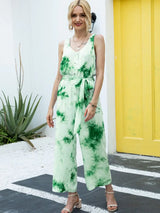 Tie-Dye Tie Waist Sleeveless Jumpsuit - Trendsi - Flyclothing LLC