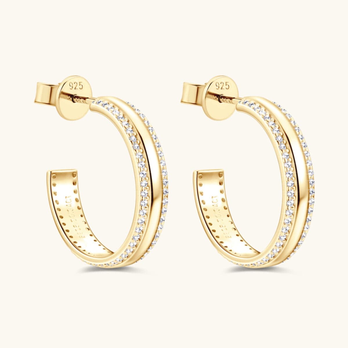 925 Sterling Silver Inlaid Moissanite C-Hoop Earrings - Trendsi