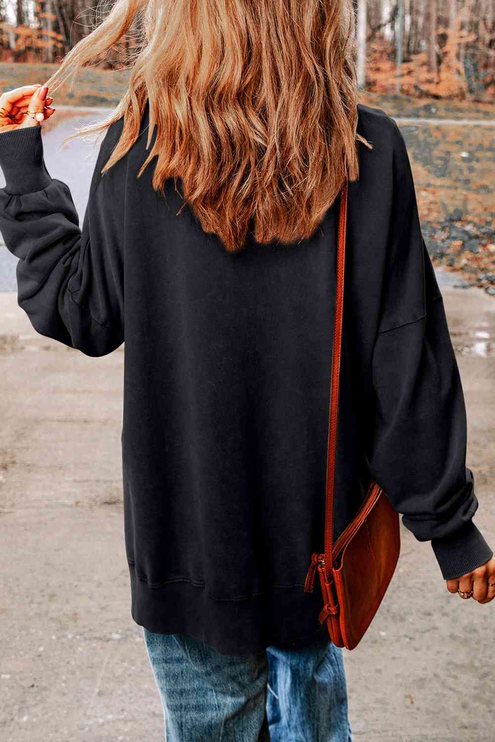 HEY BOO Graphic Round Neck Sweatshirt - Trendsi - Flyclothing LLC
