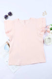 Textured Flutter Sleeve Keyhole Blouse - Trendsi