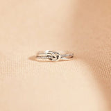 925 Sterling Silver Double-Layered Knot Ring - Trendsi