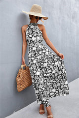 Printed Sleeveless Tie Waist Maxi Dress - Trendsi - Flyclothing LLC