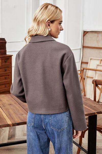 Button Up Collared Neck Jacket - Trendsi - Flyclothing LLC