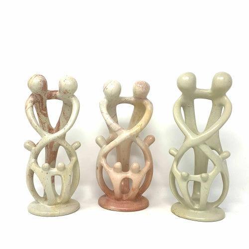 Natural 8-inch Tall Soapstone Family Sculpture - 2 Parents 4 Children - Smolart - Smolart