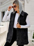 Drawstring Hooded Sleeveless Denim Top with Pockets - Trendsi - Flyclothing LLC