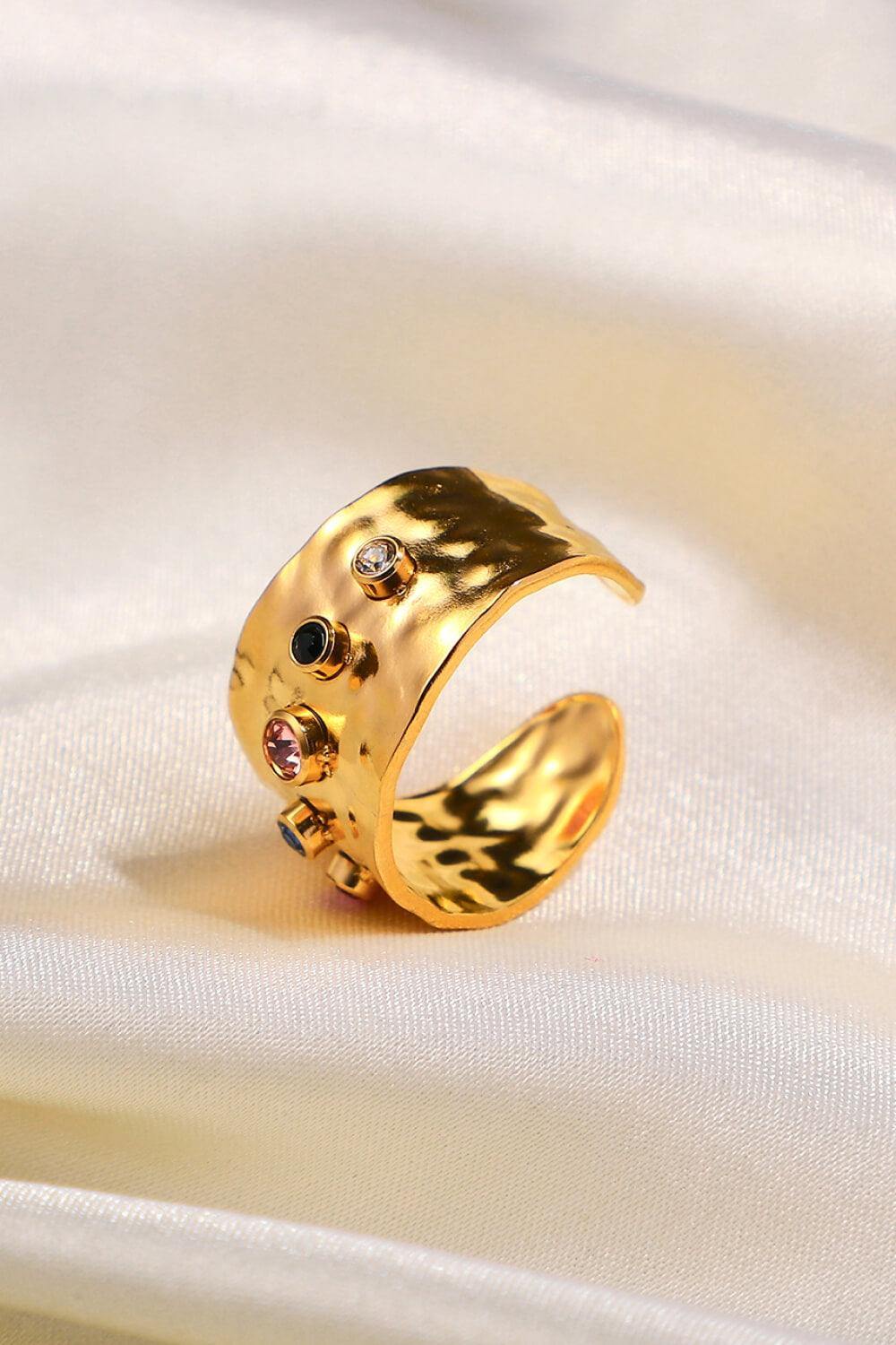 18K Gold-Plated Zircon Ring - Trendsi