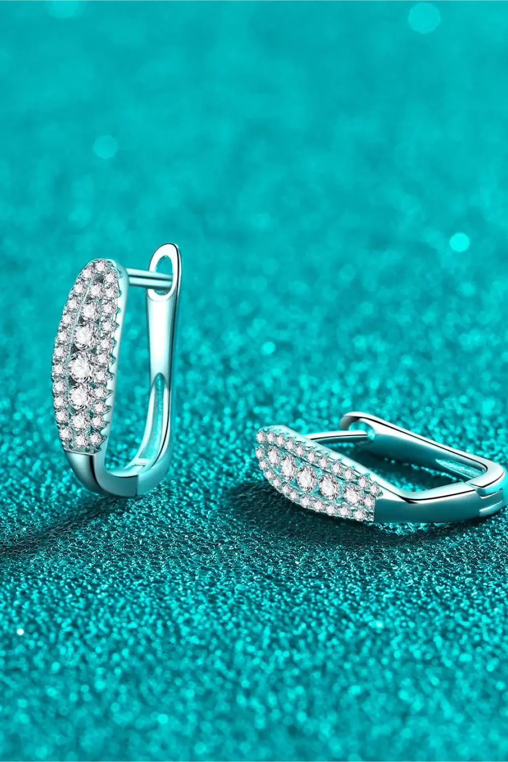 Moissanite Rhodium-Plated Earrings - Trendsi - Flyclothing LLC