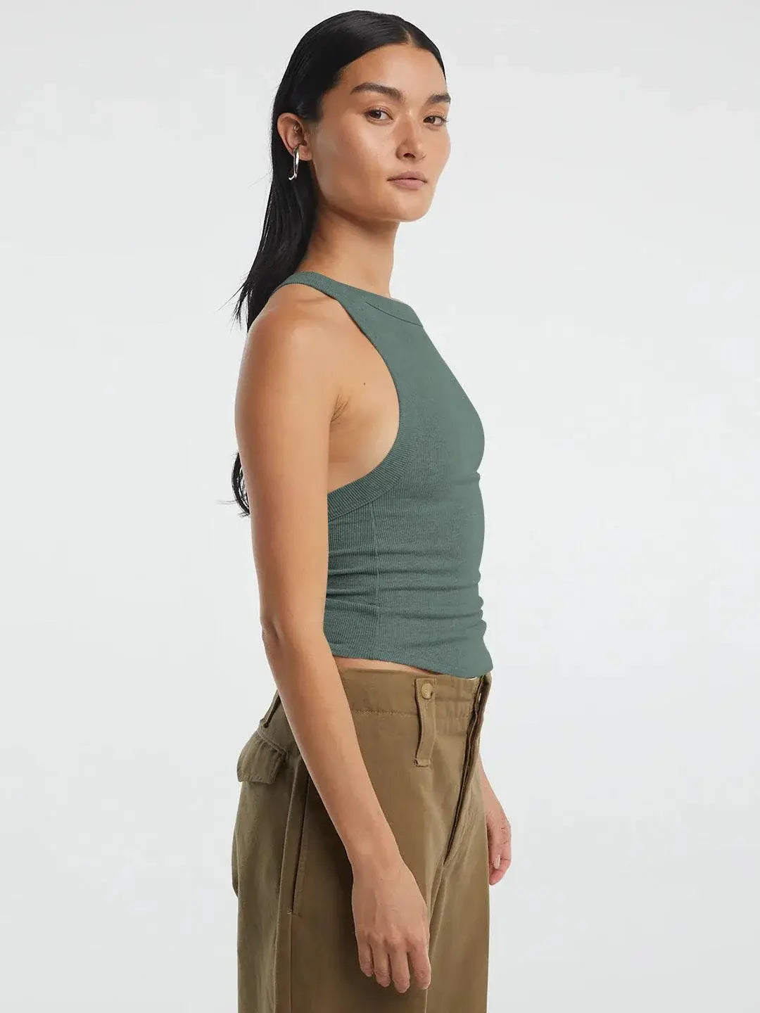 Halter Neck Ribbed Cropped Top - Trendsi - Flyclothing LLC