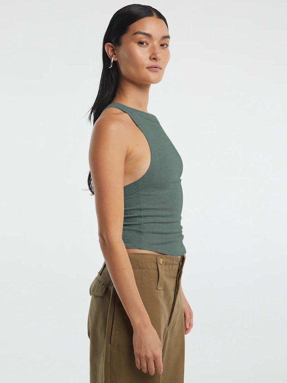 Halter Neck Ribbed Cropped Top - Trendsi - Flyclothing LLC