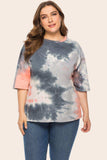 Plus Size Tie-Dye Half Sleeve Tee Shirt - Trendsi