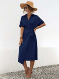 Tied Slit Short Sleeve Dress - Trendsi - Flyclothing LLC