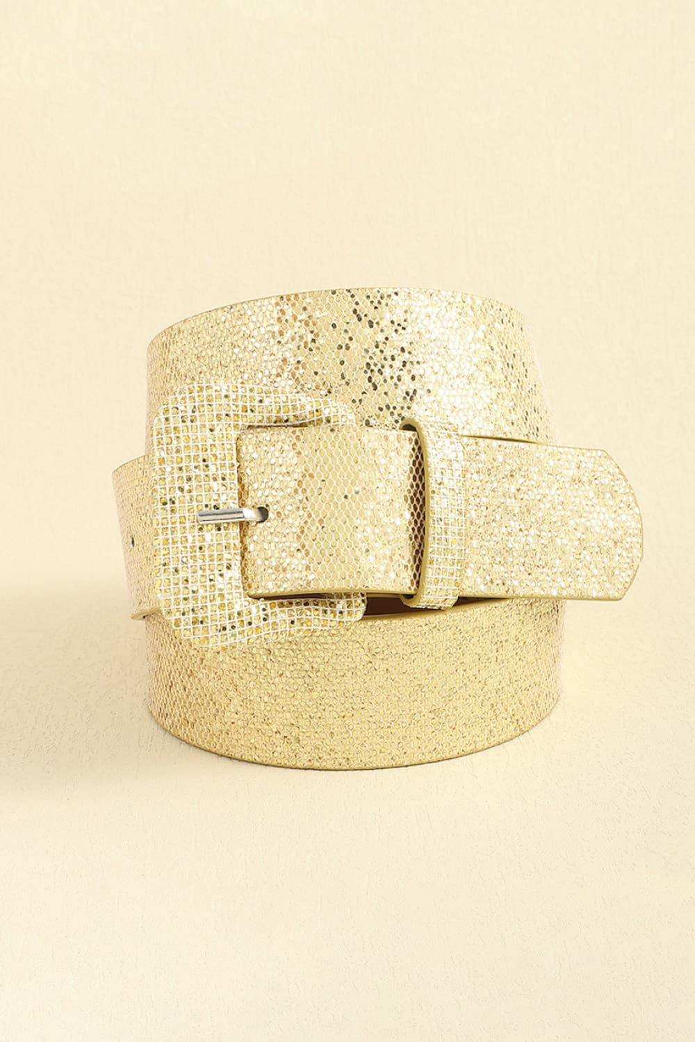 Glitter PU Leather Belt - Trendsi - Flyclothing LLC