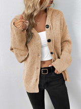 Button-Down Long Sleeve Hooded Sweater - Trendsi - Flyclothing LLC
