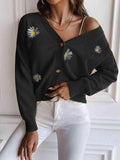 Floral Button Up Cardigan - Trendsi
