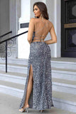 Sequin Backless Split Maxi Dress - Trendsi - Flyclothing LLC