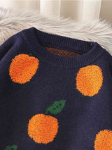 Printed Round Neck Drop Shoulder Sweater - Trendsi - Flyclothing LLC