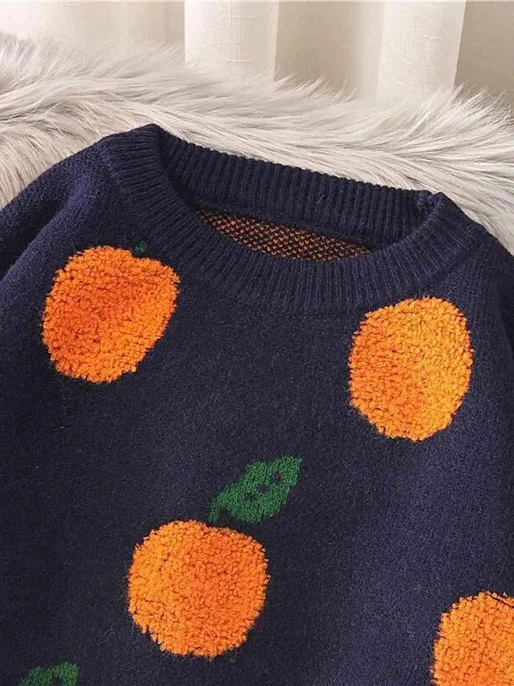 Printed Round Neck Drop Shoulder Sweater - Trendsi - Flyclothing LLC