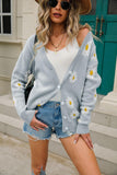 Daisy Pattern Button Front Cardigan - Trendsi