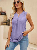 Eyelet Notched Tank - Trendsi - Flyclothing LLC