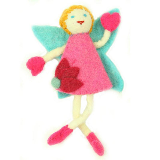 Hand Felted Tooth Fairy Pillow - Blonde with Pink Dress - Global Groove - Global Groove
