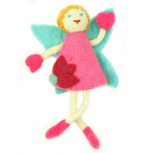Hand Felted Tooth Fairy Pillow - Blonde with Pink Dress - Global Groove - Flyclothing LLC